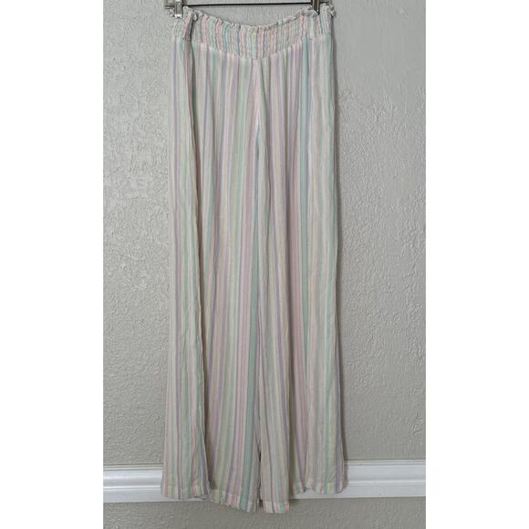 BP Multicolor Striped Palazzo Pants Elastic Waist Wide Women’s Sz L Multicolor - Picture 8 of 13